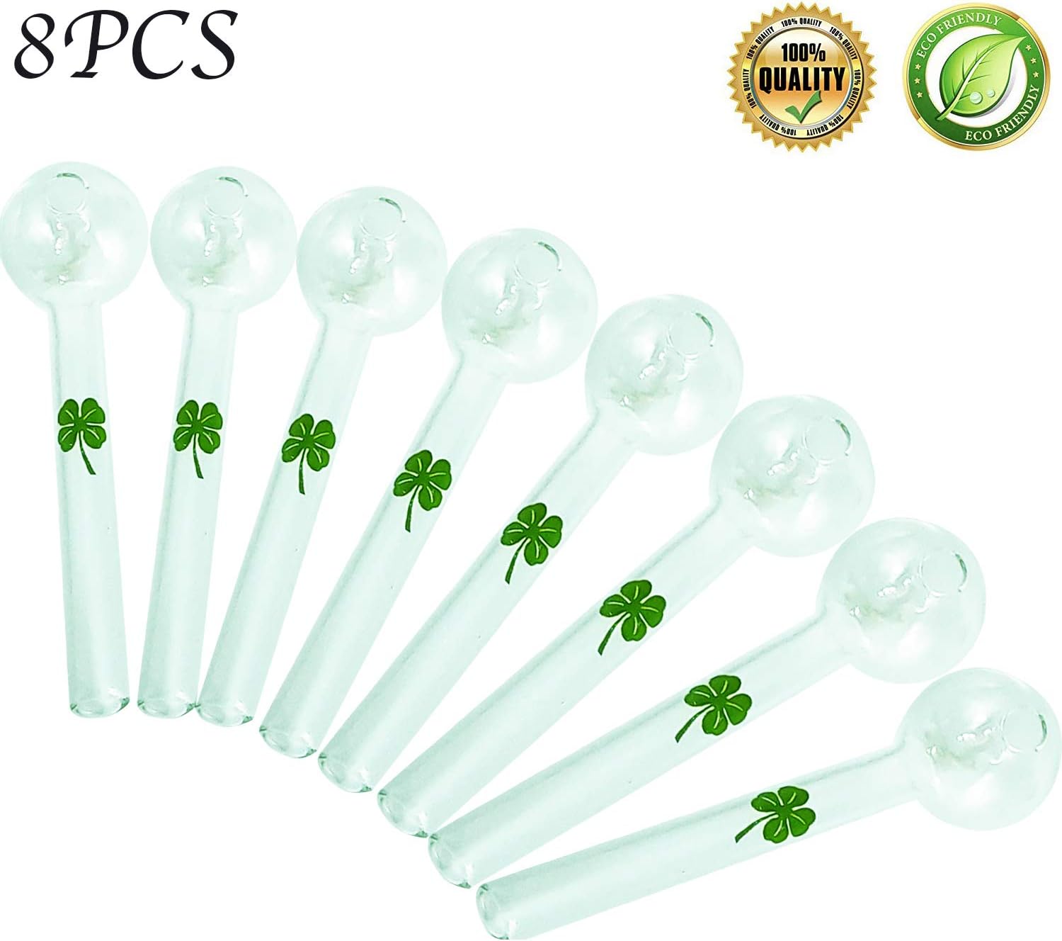 QOQOQO - 8PCS Handmade Oil Glass Rainbow Leaf Style 4Inch (BSR Burner Set)