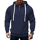 TRFIC Mens Quarter Zip Hoodie Sweatshirt Warm Fleece Long Sleeve Pullover Hoodies for Men
