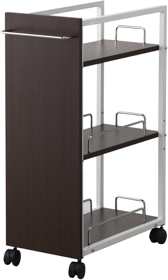 Amazon ニッセン キッチン隙間収納ワゴン サイズ 25cm幅 色 ダークブラウン キッチンワゴン 収納カート オンライン通販