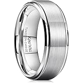 King Will Classic Tungsten Wedding Band for Men, 6/7/8/9/10mm Widths, Polished Finish Step Edge Matte Rings Comfort Fit