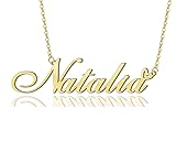 AOLO Natalia Heart Name Necklace 18k Gold Plated