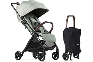 Silver Cross Jet 5 - Full Size TSA Approved Infant & Toddler Travel Stroller - Lightweight, Compact & Easy to Fold, with All-Terrain Wheels and One Hand Full Flat Recline (Sage Green)