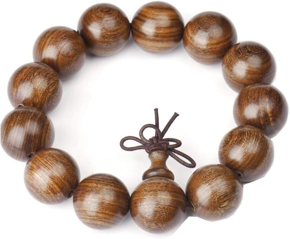 NANHUA Prayer Beads Mala Bracelet,Natural Wood Tibetan Buddhist Buddha Meditation Necklace, 9 inch