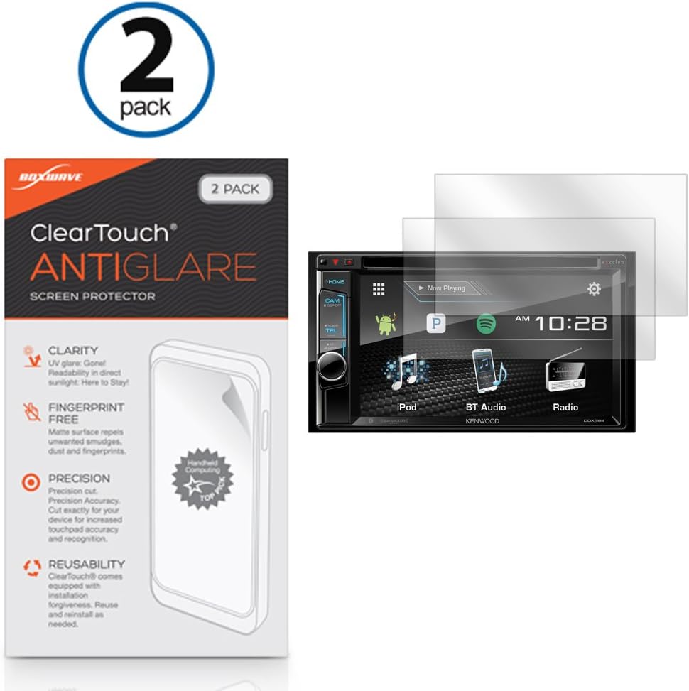 Kenwood Excelon DDX394 Screen Protector, BoxWave [ClearTouch Anti-Glare (2-Pack)] Anti-Fingerprint Matte Film Skin for Kenwood Excelon DDX394