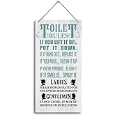 Bathroom Rules Wood Decor Sign, Toilet Rules, Hanging Printed Wooden Plaque Décor, Funny Bathroom Wall Décor, Vintage Bathroom Decor, Toilet Wall Decor Signs, Restroom Wooden Hanging Sign 12x 6inch