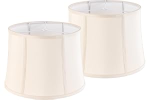 GO&SO GOSO Large Square Drum Lamp Shades Set of 2 Cream Faux Silk Lamp Shades- Empire Lampshades for Floor Lamps Table Lamp- 12x14x10 inch (Spider) Natural Fabric Lamp Shade Art Deco Shade-Easy Assembly