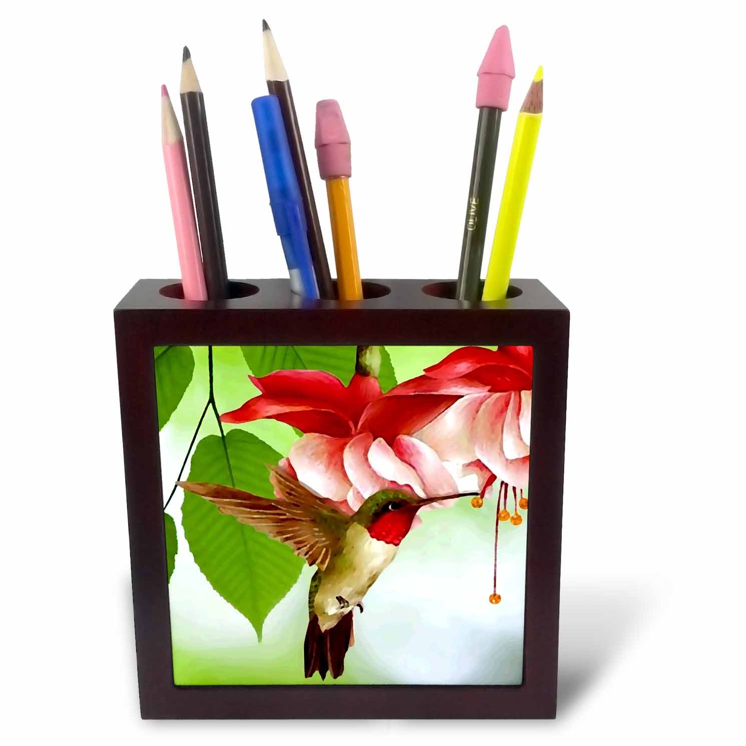 3dRose ph_242938_1 5-Inch Hummingbird Tile Pen Holder
