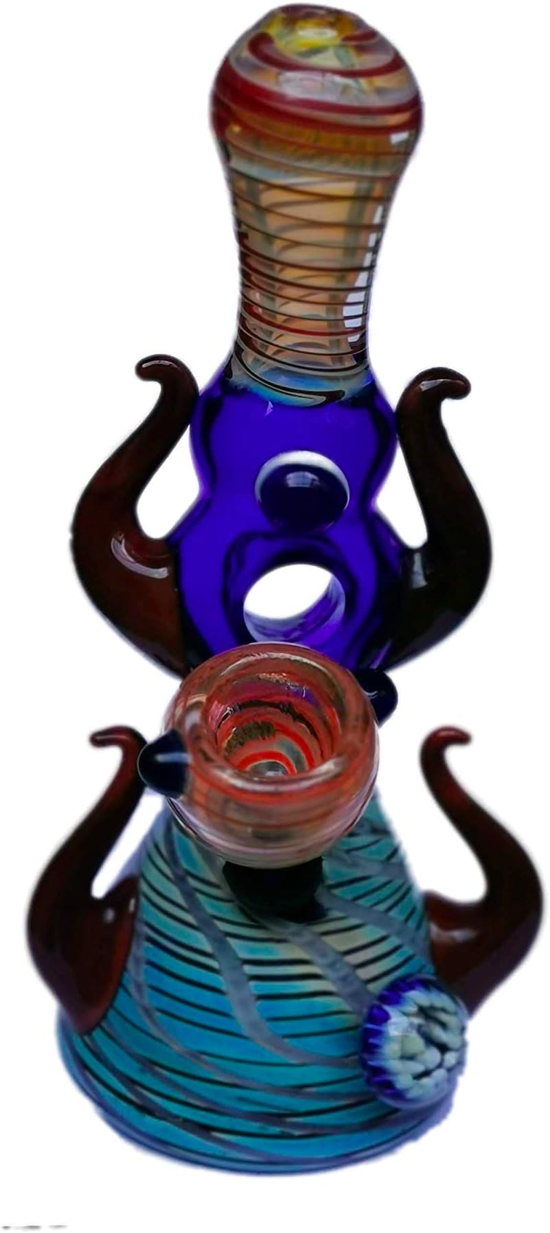 Higher Lifestyle Collector Glass Bong by Leafglass. 8 inch Glass Waterpipe with Water Chamber for Smoking