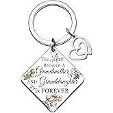 OZUEMUL Grandma Keychain Granddaughter Gifts from Grandma The Love Between Grandmother and Granddaughter Is Forever Grandmother Christmas Birthday Gifts
