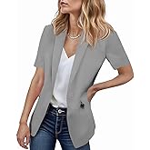 Cicy Bell Women's Casual Blazer Short Sleeve Lapel Open Front Work Office Suit Jacket