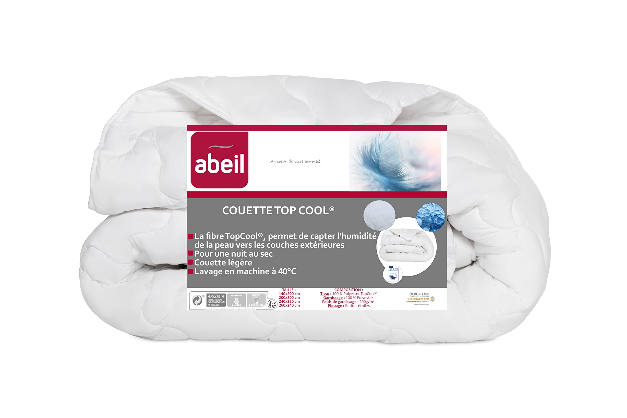Abeil 1388 TopCool Anti-Transpiration Light Duvet, White, 140 x 200 cm
