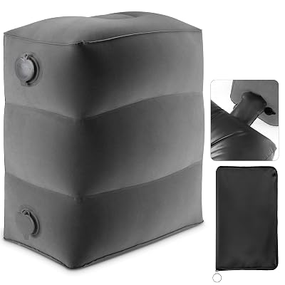 Maliton Inflatable Foot Rest Pillow for Travel,Kids Airplane Bed,Adjustable 3 Layers Height Leg Pillow of Air Travel Essentials,Car, Office, Home - Fast Inflation (Dark Grey)