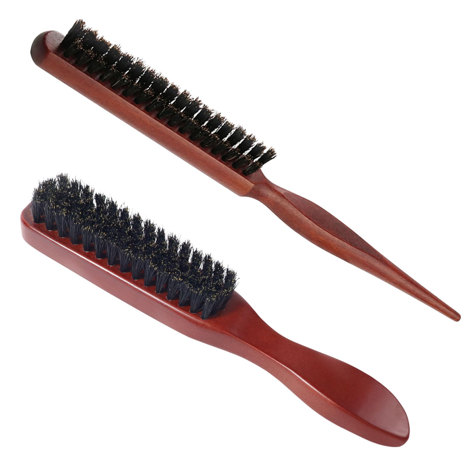 Qufiiry 2 Pcs Slick Back Hair Brush, Smoothing Brush, Boar Bristle Hair Brushs, Hair Brush for Slick Back, Suitable For Thick, Curly, Dry or Damaged Hair