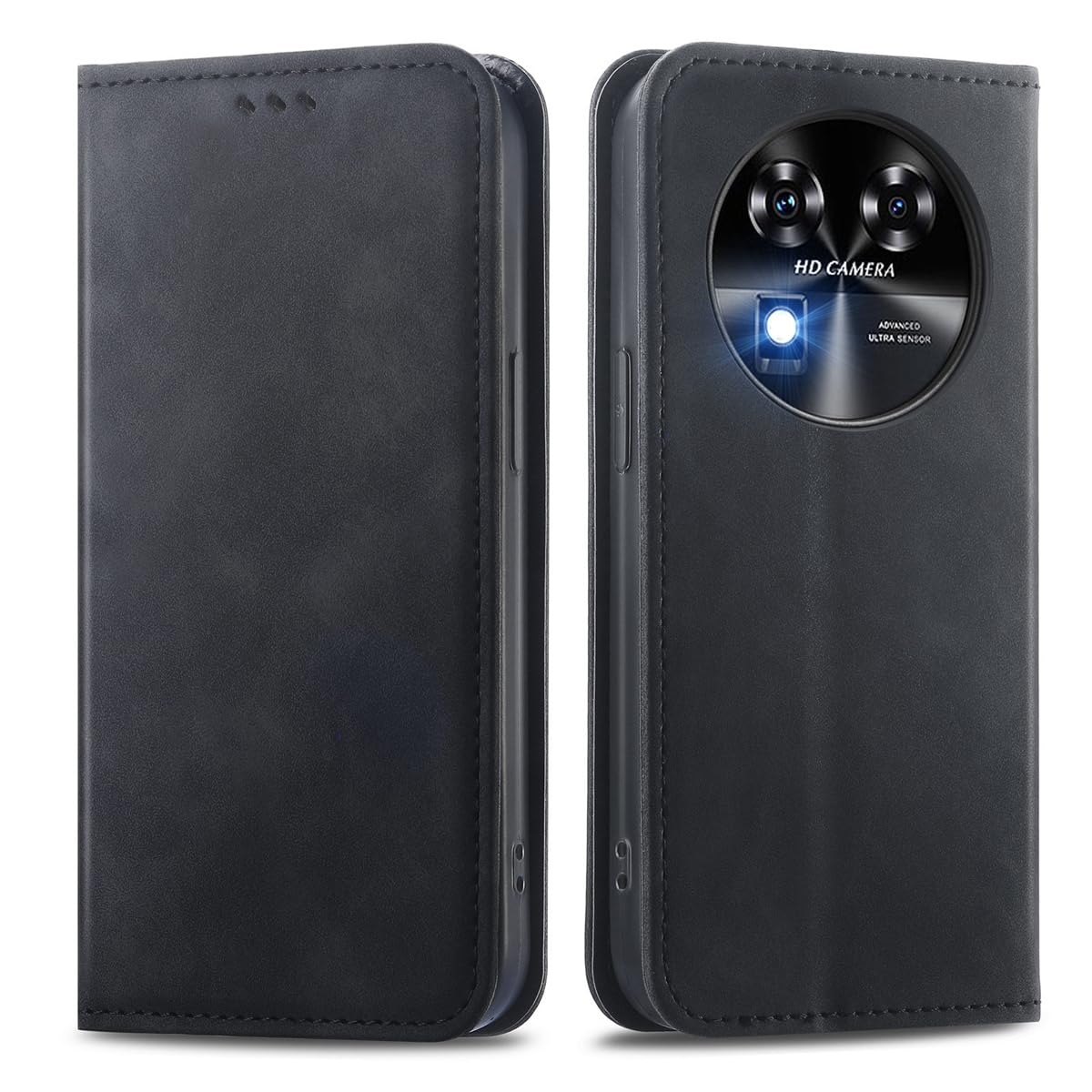 MOJIA Case Compatible with Oukitel C37, PU Folio Leather Wallet Phone Cover [magnetic closure] with TPU Inner Shell, Card Holder Stand Case. Black — image 1