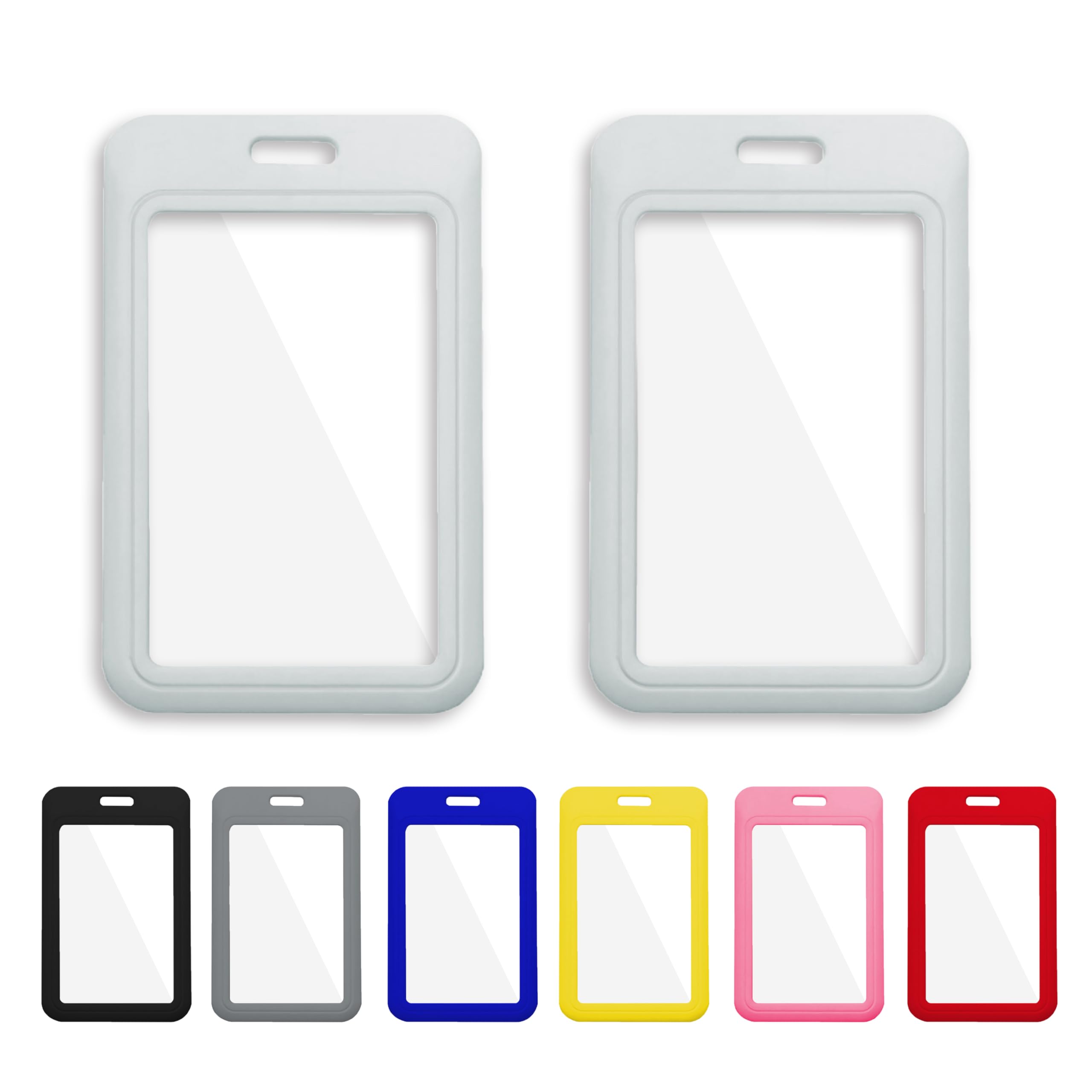 Photo 1 of 1 Pcs ID Badge Holder with Double-Sided Windows Vertical Hard Plastic Case White Card Protector Pouch for Office School ID Credit Cards Proximity Key Cards Driver’s Licenses and Passes