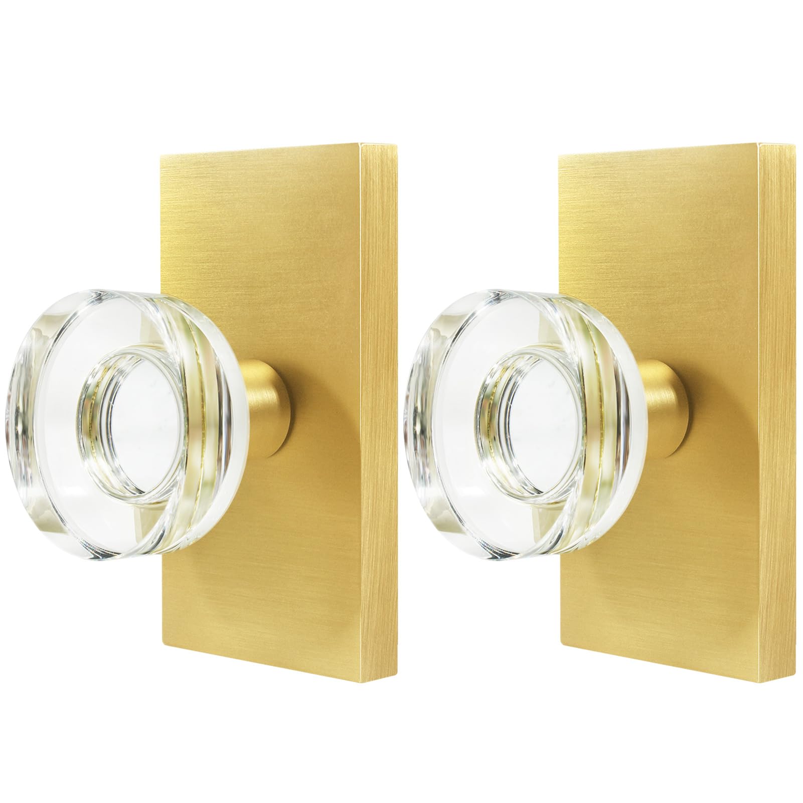 Photo 1 of Newlaking Dummy Door Knob Set - Crystal Glass Non-Locking Door Handles for Bifold Closet Barn French Doors - Satin Brass Finish, Zero Scratch Installation, 2 Pack