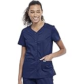 Cherokee Women's V-Neck Scrub Top with Snap Front, 4 Pockets, and 2-Way Stretch Fabric WW622