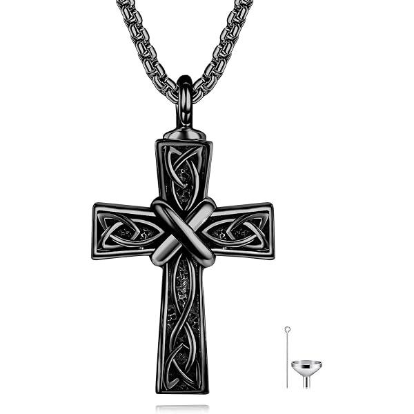 Celtic Knot Cross Cremation Necklace - Stainless Steel Urn Pendant For Ashes, Memorial Keepsake For Pets Or Loved Ones - View #5