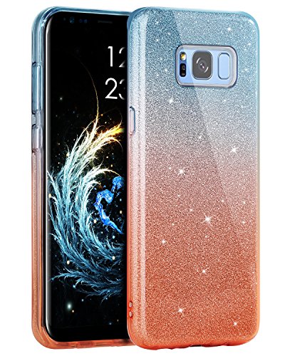 Galaxy S8 Plus Case,Samsung S8 Plus Case,Galaxy S8+ Case, BENTOBEN Sparkly Gradual Colorful 3 in 1 Shockproof Hybrid Hard PC Soft TPU Protective Case for Samsung Galaxy S8 Plus 6.2 inch,Rose Gold/Blue