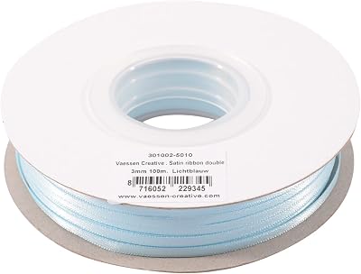 Vaessen Creative Satin Ribbon Light Blue 3mm x 100m Double-Sided Shine