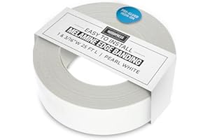 WoodPress® 1 & 3/16 inch Pearl White Melamine Edge Banding, Pre-Glued Veneer Tape – 25 ft Roll - Iron-On for Easy DIY Application – Will Cover The Edge of a Standard 8' x 4' MDF Panel