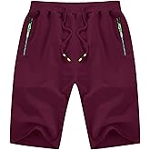 YTD Men's Shorts Casual Classic Fit Drawstring Summer Beach Shorts with Elastic Waist and Pockets