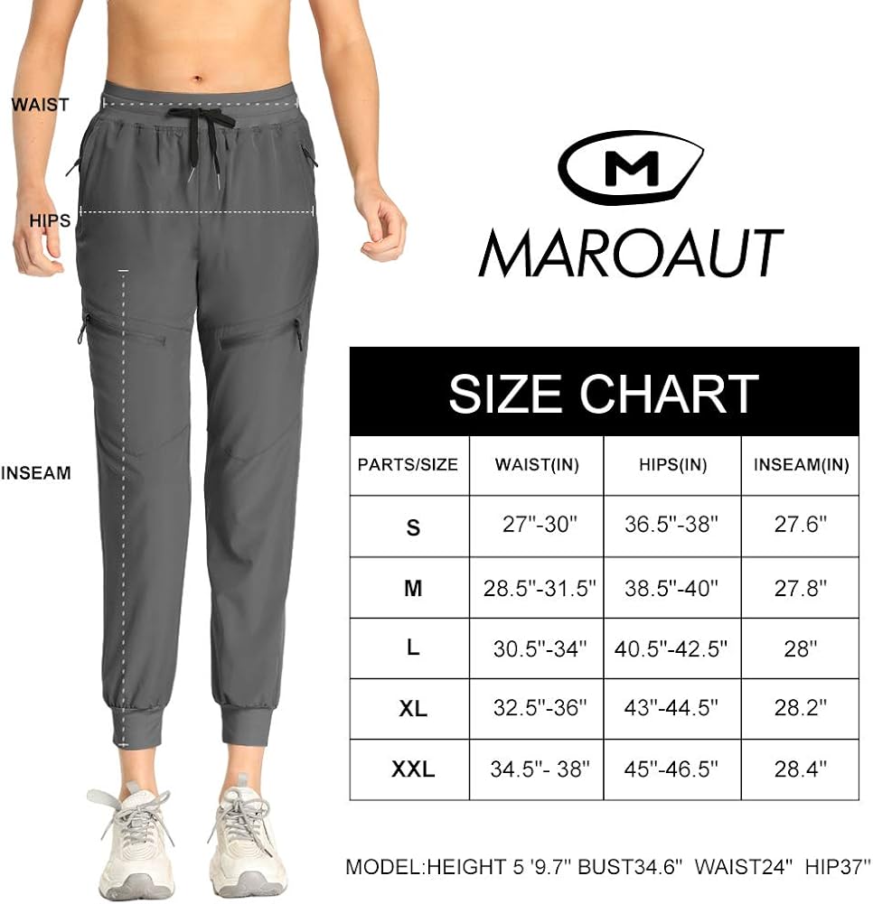 M MAROAUT Women’s Cargo Hiking Pants Lightweight Joggers Quick Dry Water Resistant Outdoor UPF 50+ with Zipper Pockets: Clothing