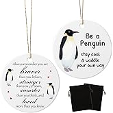 Gemscream 2 Pcs Penguin Christmas Ornaments Always Remember You are Braver Than You Believe Penguin Friendship Ornament Inspirational Gifts for Women Men Friends Family Christmas Tree Decor