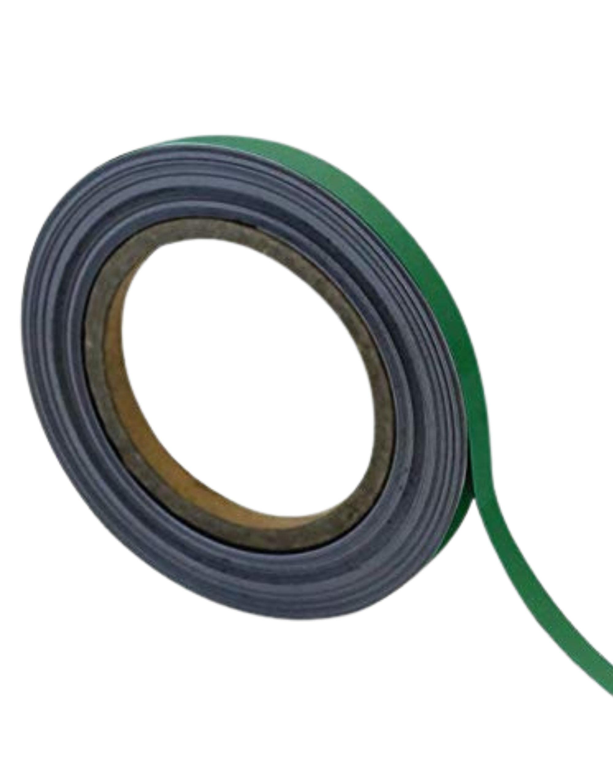 Magnetic Steel Easy-Wipe Tape, Thin & Flexible, Cut to Fit Strip, Strong Magnetic Tape, High Visible Identification, Suitable For All Non-Magnetic Surfaces - Green - H.10mm x W.10M