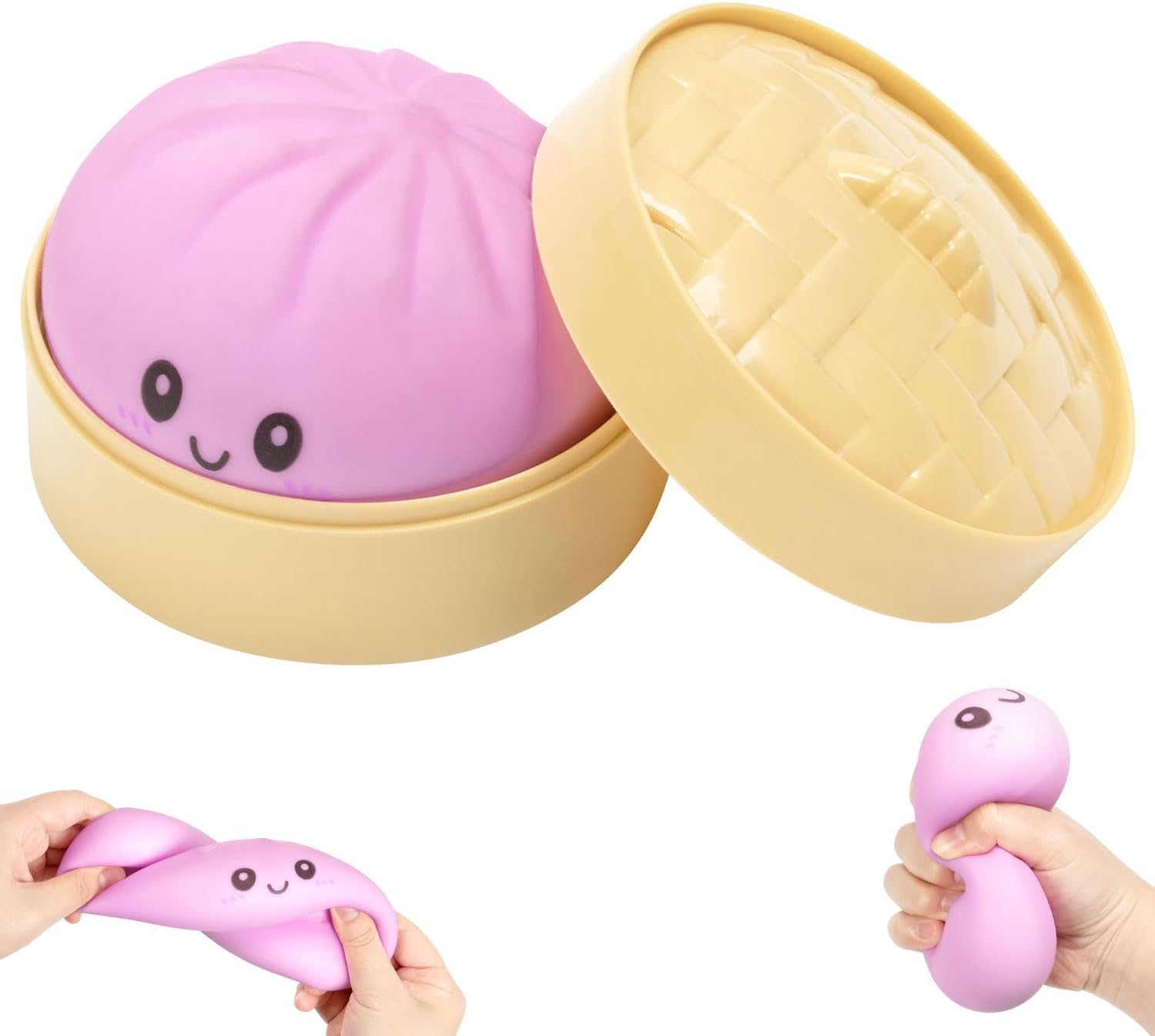 WATNTOW Dumpling Squishy, Mystery Dumpling Squishy, Stress Balls Fidget Sensory, Anti-Anxiety Squeeze Glitter Dumplings Stress Relief for Adults (Purple)