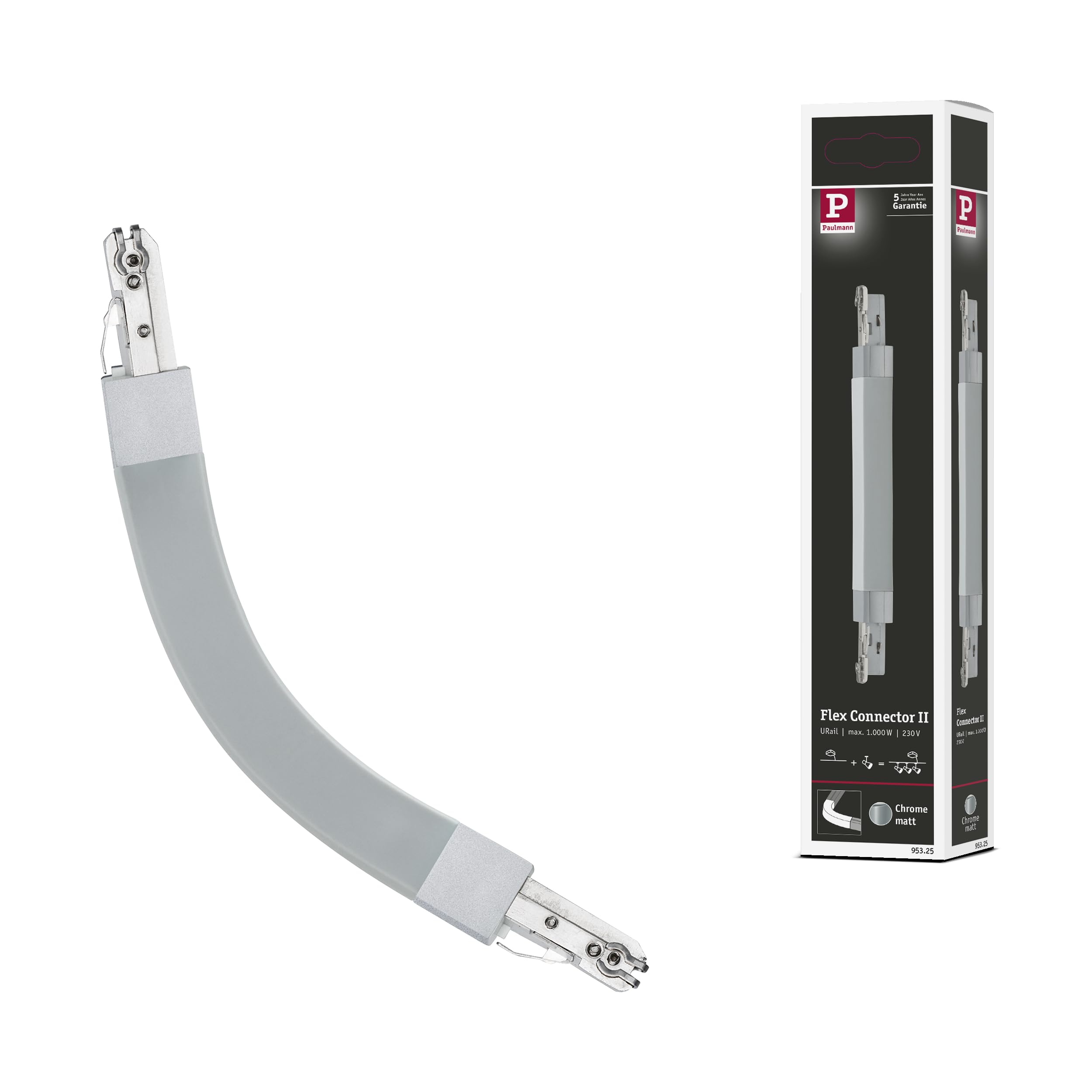 Paulmann 95325 Flex II URail Connector 227x18mm max. 1000W Chrome matt Rail System — image 1