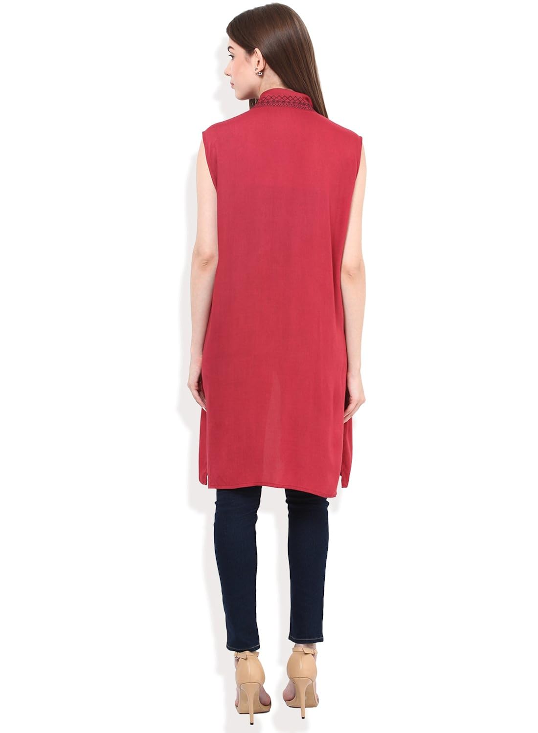 collar embroidered jacket with side pocket detail