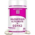 Magnesium Glycinate 500mg with High-Potency Vitamin D3 10000iu & Vitamin K2 100mcg | Enhanced with Coconut Oil for Optimal Absorption | Non-GMO, Gluten-Free, Sugar-Free Softgels