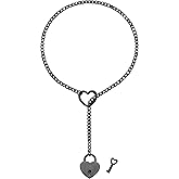 HSWYFCJY Silp Chain Necklace for Women,Handmade Punk Cuban Slip Chain Necklace Jewelry, Stainless Steel Adjustable Gothic Lariat Y-Necklace