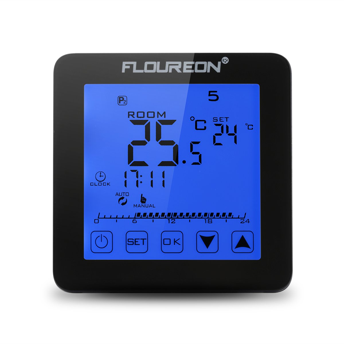 FLOUREON Heating Thermostat LCD Touchscreen Backlight Programble 5+2/6