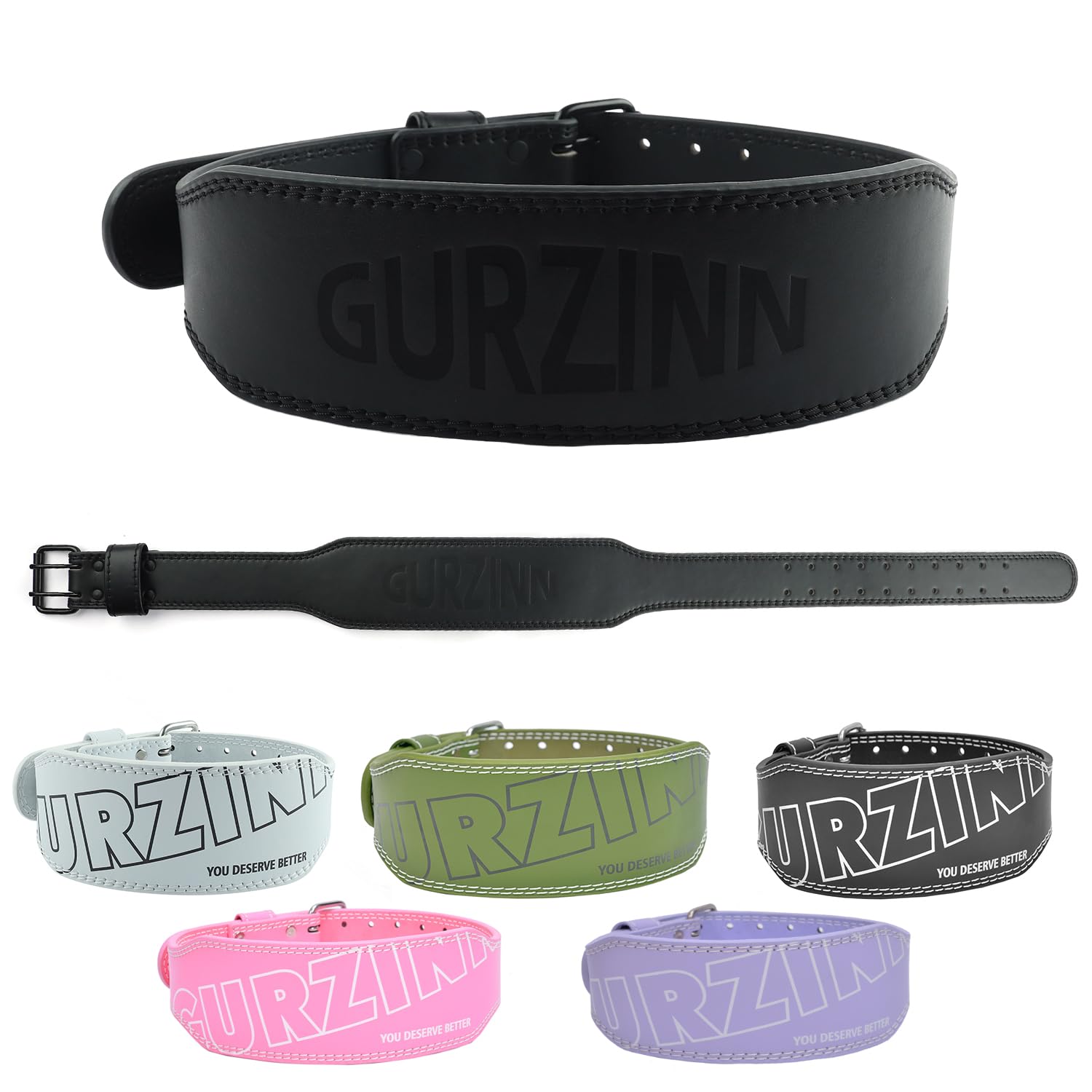 Photo 1 of Weight Lifting Belt for Men & Women - Leather Gym Belts for Weightlifting, Powerlifting, Strength Training, Squat or Deadlift Workout up(B-Black/S)