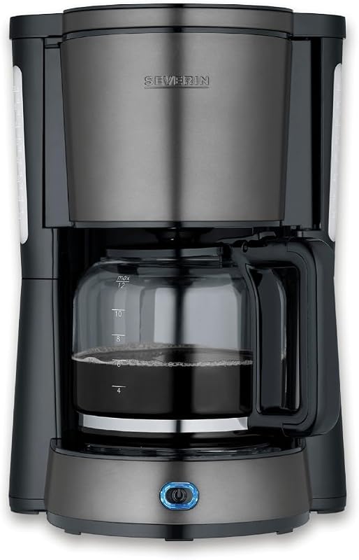 Kaffeemaschine, Kaffeeautomat mit Glaskanne, Durchbrühdeckel und Tropfstopp, Schwenkfilter, Abschaltautomatik, integriertes Kabelfach 1,25 L Füllmenge, 1000 Watt, dark inox, KA 9340