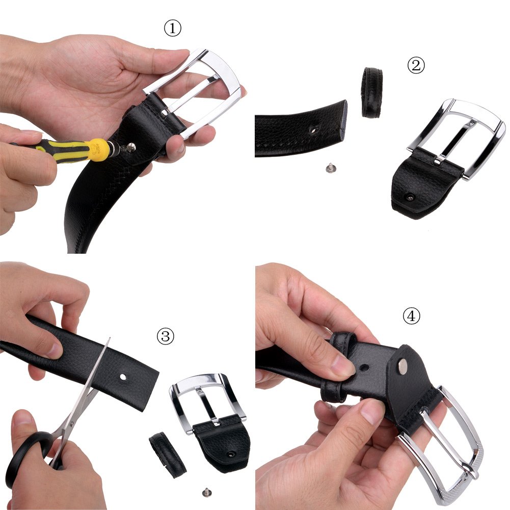 Vbiger Herren Gürtel Vollrindledergürtel Ledergürtel mit Pin Gürtelschnallen für Herren (GZGS01Schwarz（105-120）)