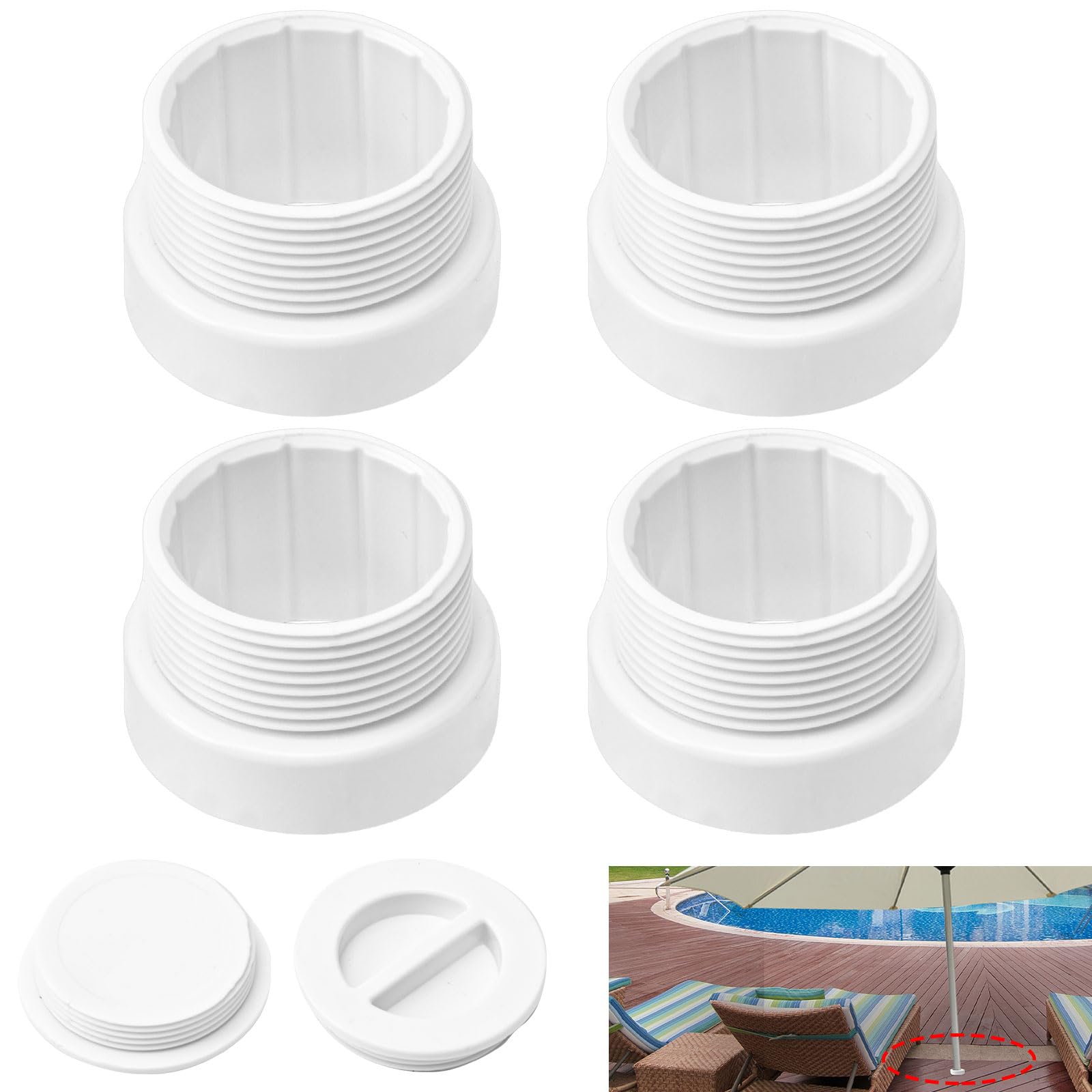 Photo 1 of Braveboy 4 Pack 1 3/4" Pool Umbrella Stabilizer Adapter/Threaded Adapter Sleeve Suitable For Outdoor Deck Patio Umbrella Inserts
