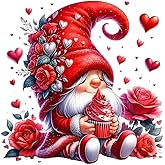 Christmas Love Heart Rose Flower Gnome PVC Vinyl Car Decals Stickers Waterproof Self-Adhesive Decals for Cars, Laptops, Trucks, Motorcycles Wall Window Luggage Scratch Cover Door Decor Sticker