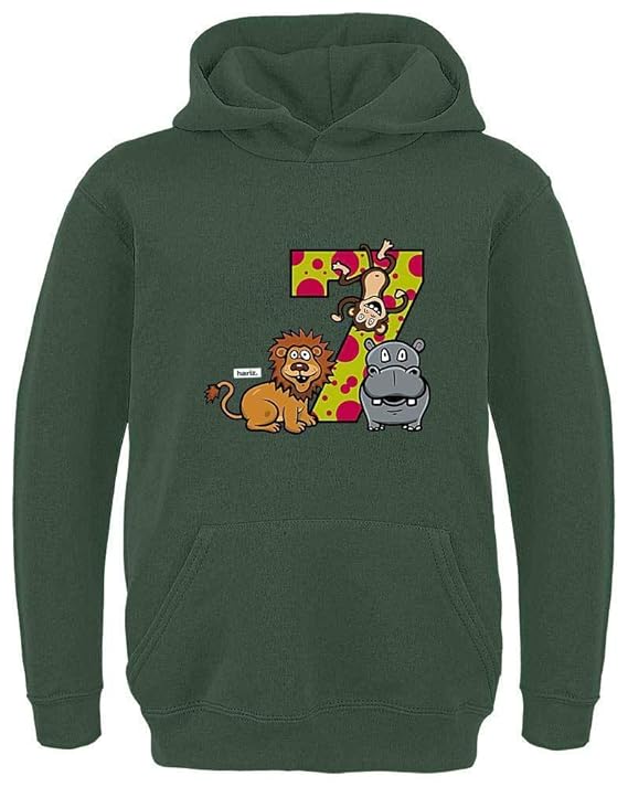 HARIZ Kinder Hoodie Jungle Löwe AFFE 7 Geburtstag Kinder Geschenkidee Inkl. Geschenk Karte