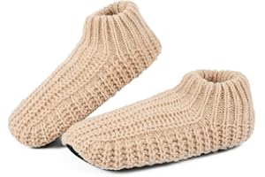 LEMZONE Men's Cozy Slipper Socks Non Slip Winter Warm Indoor Soft Sole Sock Shoes with Sherpa Lining