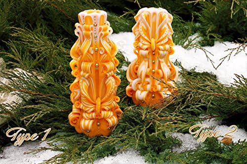 Yellow-white gold carved candles