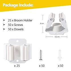 Verdenu 25 Pack Broom Holder Wall Mount, Mop and