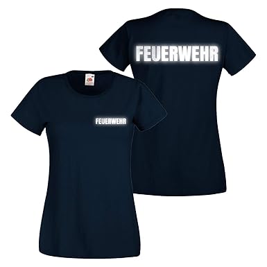Shirt-Panda Damen Feuerwehr T-Shirt - Druck Brust & Rücken