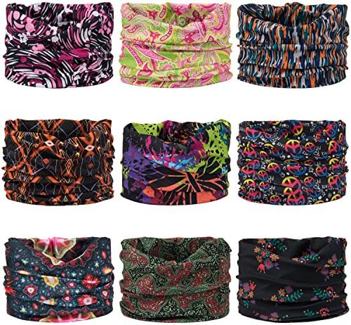 Wide Headbands Headwear Head Wrap Sport Sweatband for Men and Women,Workout,Yoga,12-in-1 12PCS/9PCS/6PCS Multifunction Magic Scarf