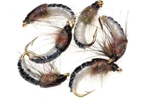 Greatfishing Super Sturdy Realistic Nymph Scud Flies, Popper Flies for Trout Nymph Beadhead Fishing Wet Assortment Flies Bug Worm Scud Looking