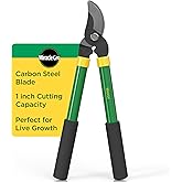 Miracle-Gro 15 in. Bypass Lopper for Tree Branch Trimming and Pruning – Heavy-Duty Branch Cutter with Ultra-Sharp Carbon Steel Blade, 1 in. Cutting Capacity and Comfort Grip Handles