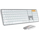 ProtoArc Backlit Bluetooth Keyboard and Mouse for Mac, KM100-A Multi-Device Wireless Keyboard Mouse for Mac, Full Size Rechar