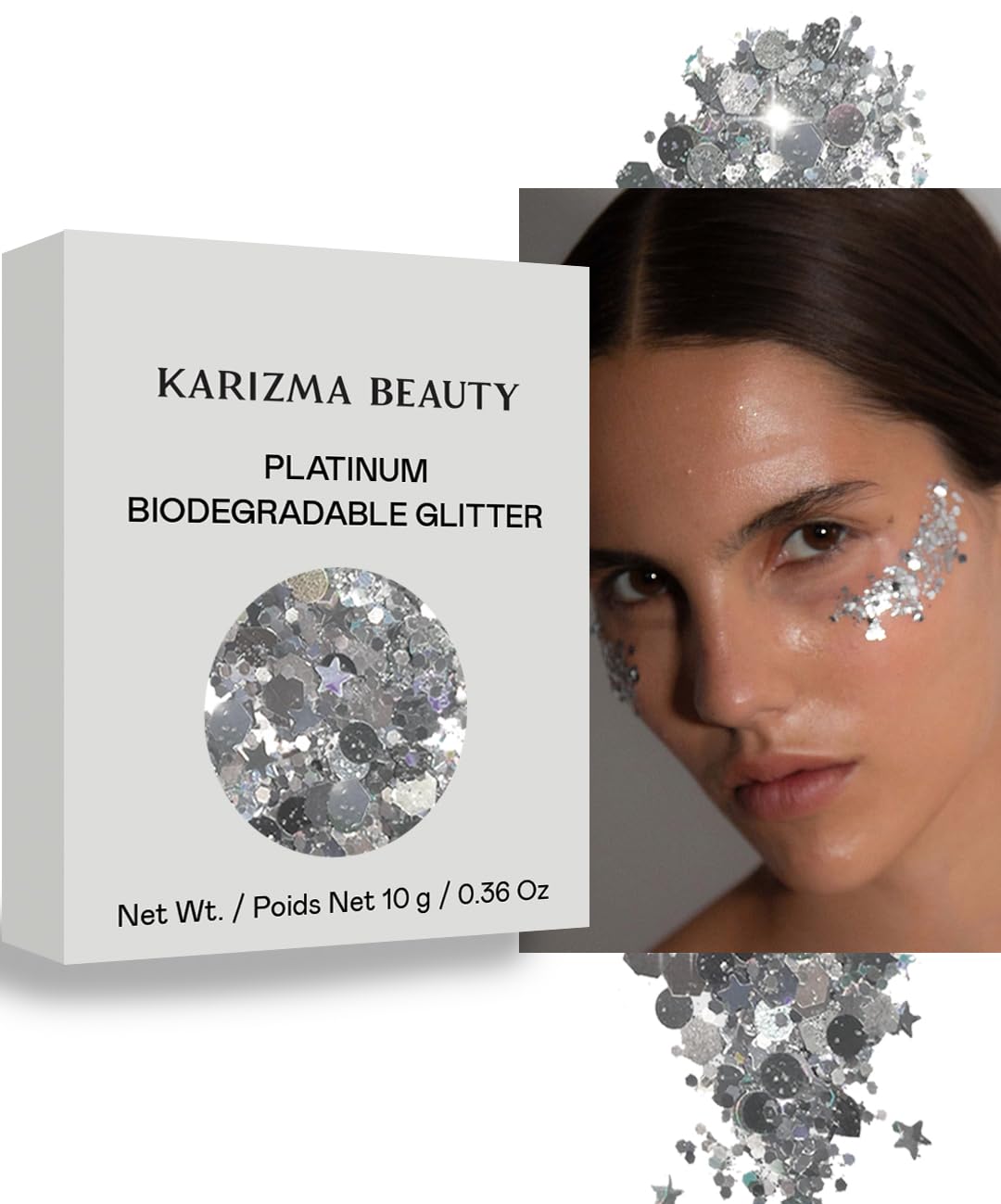 Platinum Biodegradable Chunky Glitter // Karizma Beauty Silver Face Glitter Bio Glitter Eco Glitter Festival 8g